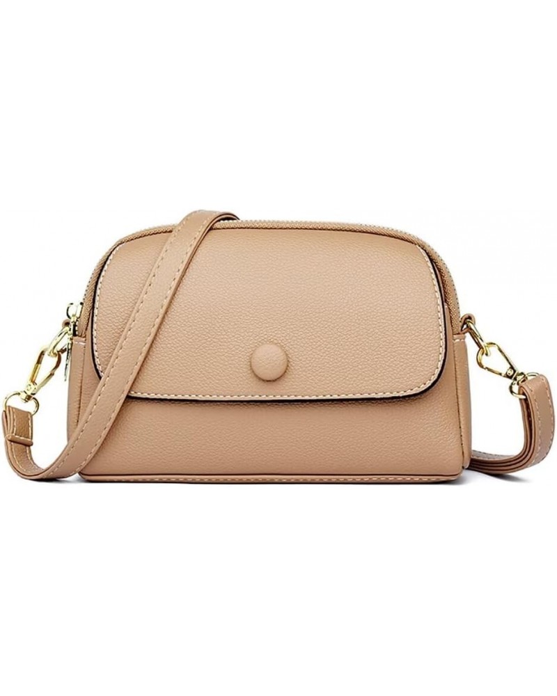 Small Crossbody Purse for Women Stylish Shoulder Bag Designer Purse with Double Zipper Lightweight Leather Handbag Khaki $19....