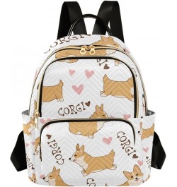 Women Backpack Cartoon Cute Corgi Heart Anti-Theft Travel Backpack with Luggage Belt Lightweight Handbag Lady Purse Roomy Dou...