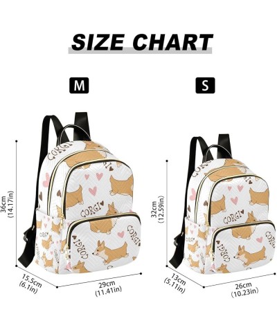 Women Backpack Cartoon Cute Corgi Heart Anti-Theft Travel Backpack with Luggage Belt Lightweight Handbag Lady Purse Roomy Dou...