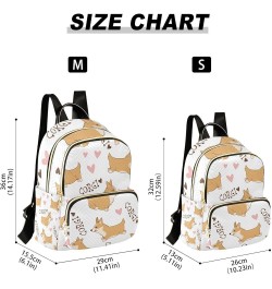 Women Backpack Cartoon Cute Corgi Heart Anti-Theft Travel Backpack with Luggage Belt Lightweight Handbag Lady Purse Roomy Dou...