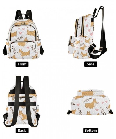 Women Backpack Cartoon Cute Corgi Heart Anti-Theft Travel Backpack with Luggage Belt Lightweight Handbag Lady Purse Roomy Dou...