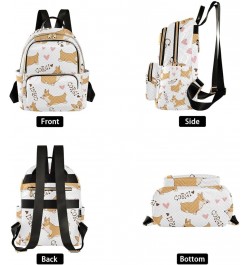 Women Backpack Cartoon Cute Corgi Heart Anti-Theft Travel Backpack with Luggage Belt Lightweight Handbag Lady Purse Roomy Dou...