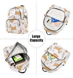 Women Backpack Cartoon Cute Corgi Heart Anti-Theft Travel Backpack with Luggage Belt Lightweight Handbag Lady Purse Roomy Dou...