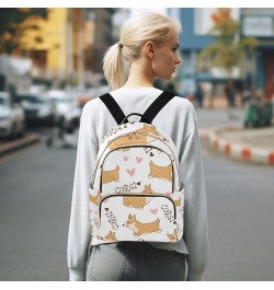 Women Backpack Cartoon Cute Corgi Heart Anti-Theft Travel Backpack with Luggage Belt Lightweight Handbag Lady Purse Roomy Dou...