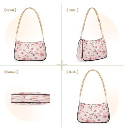 Pink Cherry Blossom Flower Spring Small Chain Shoulder Bag for Women Travel Hobo Tote Handbag Clutch Purse with Zipper $16.19...