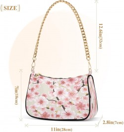 Pink Cherry Blossom Flower Spring Small Chain Shoulder Bag for Women Travel Hobo Tote Handbag Clutch Purse with Zipper $16.19...