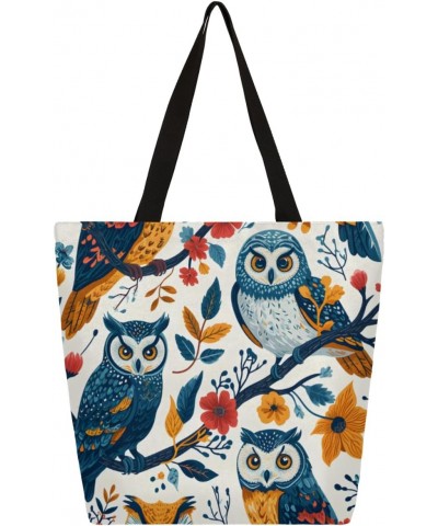 Owl on Branch Print Canvas Tote - Stylish & Convenient for Shopping & Everyday Carry $13.79 Totes