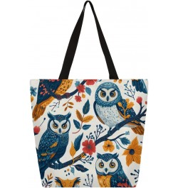 Owl on Branch Print Canvas Tote - Stylish & Convenient for Shopping & Everyday Carry $13.79 Totes