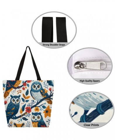 Owl on Branch Print Canvas Tote - Stylish & Convenient for Shopping & Everyday Carry $13.79 Totes