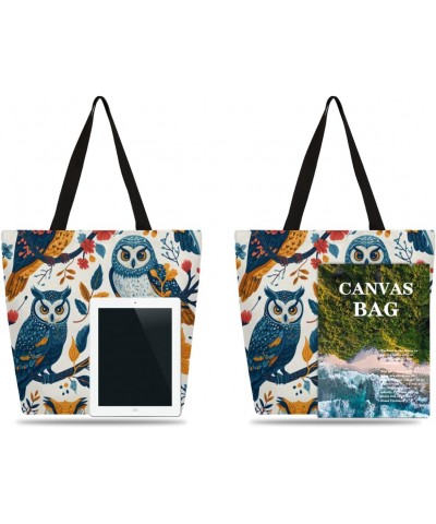 Owl on Branch Print Canvas Tote - Stylish & Convenient for Shopping & Everyday Carry $13.79 Totes