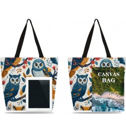 Owl on Branch Print Canvas Tote - Stylish & Convenient for Shopping & Everyday Carry $13.79 Totes