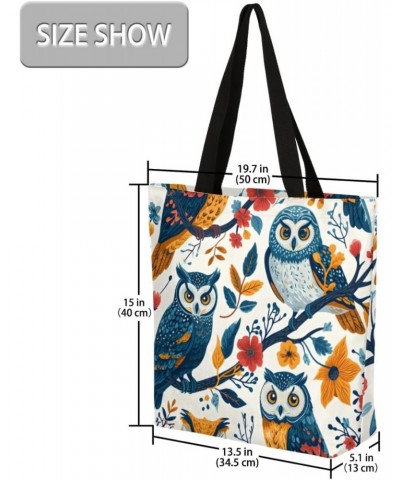 Owl on Branch Print Canvas Tote - Stylish & Convenient for Shopping & Everyday Carry $13.79 Totes