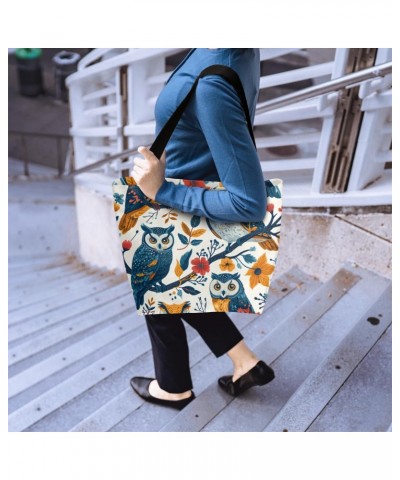 Owl on Branch Print Canvas Tote - Stylish & Convenient for Shopping & Everyday Carry $13.79 Totes