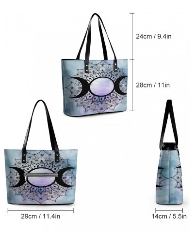 Galaxy Triple Moon Goddess Wicca Pentacle Women Tote Bags Top Handle Satchel Handbags Faux Leather Tassel Shoulder Purse $17....