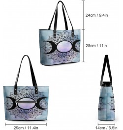 Galaxy Triple Moon Goddess Wicca Pentacle Women Tote Bags Top Handle Satchel Handbags Faux Leather Tassel Shoulder Purse $17....