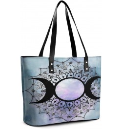 Galaxy Triple Moon Goddess Wicca Pentacle Women Tote Bags Top Handle Satchel Handbags Faux Leather Tassel Shoulder Purse $17....