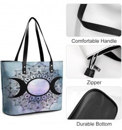 Galaxy Triple Moon Goddess Wicca Pentacle Women Tote Bags Top Handle Satchel Handbags Faux Leather Tassel Shoulder Purse $17....