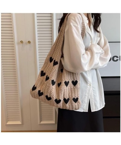 Crochet Tote Bag Beach Bag Hobo Bag Fairy Grunge Aesthetic Shoulder Bag Y2k Purse for Women Girls Grunge Accessories Apricot ...