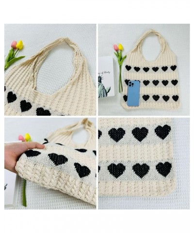 Crochet Tote Bag Beach Bag Hobo Bag Fairy Grunge Aesthetic Shoulder Bag Y2k Purse for Women Girls Grunge Accessories Apricot ...