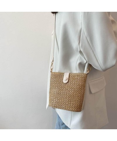 Straw Crossbody Bag for women tassel handmade shoulder bag Casual Beach Summer Beach Bucket Clutch Straws Wallet White $11.50...