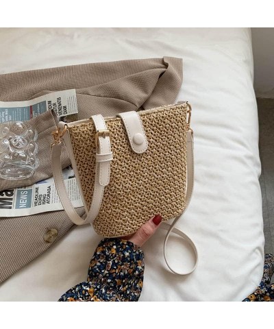 Straw Crossbody Bag for women tassel handmade shoulder bag Casual Beach Summer Beach Bucket Clutch Straws Wallet White $11.50...