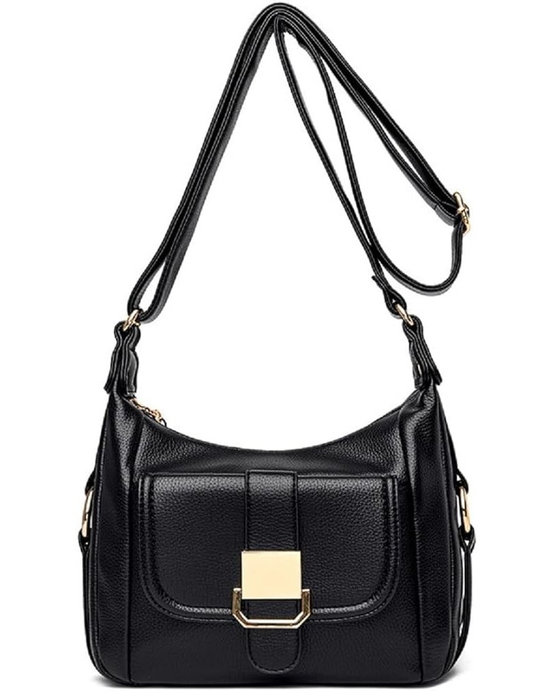 Crossbody Bags for Women Soft PU Leather Purses and Handbags Multipurpose Shoulder Bag Satchel Black $23.50 Satchels