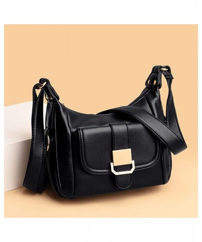 Crossbody Bags for Women Soft PU Leather Purses and Handbags Multipurpose Shoulder Bag Satchel Black $23.50 Satchels