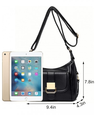 Crossbody Bags for Women Soft PU Leather Purses and Handbags Multipurpose Shoulder Bag Satchel Black $23.50 Satchels