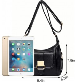 Crossbody Bags for Women Soft PU Leather Purses and Handbags Multipurpose Shoulder Bag Satchel Black $23.50 Satchels