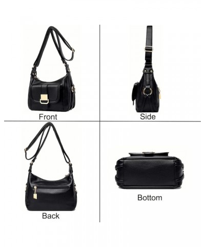 Crossbody Bags for Women Soft PU Leather Purses and Handbags Multipurpose Shoulder Bag Satchel Black $23.50 Satchels