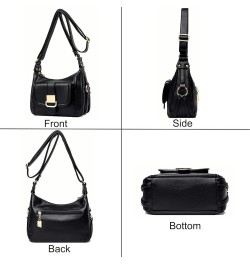 Crossbody Bags for Women Soft PU Leather Purses and Handbags Multipurpose Shoulder Bag Satchel Black $23.50 Satchels