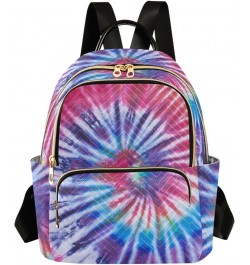 Women Backpack Batik Tie Dye Abstract Rainbow Swirl Durable Travel Backpack Lightweight Handbag Lady Purse Roomy Double Zippe...