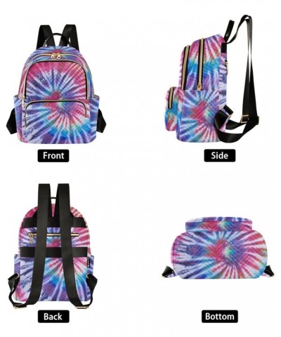 Women Backpack Batik Tie Dye Abstract Rainbow Swirl Durable Travel Backpack Lightweight Handbag Lady Purse Roomy Double Zippe...