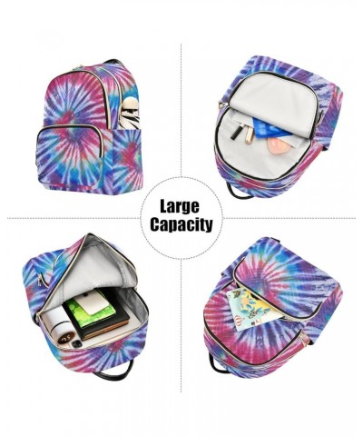 Women Backpack Batik Tie Dye Abstract Rainbow Swirl Durable Travel Backpack Lightweight Handbag Lady Purse Roomy Double Zippe...