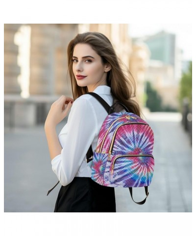 Women Backpack Batik Tie Dye Abstract Rainbow Swirl Durable Travel Backpack Lightweight Handbag Lady Purse Roomy Double Zippe...