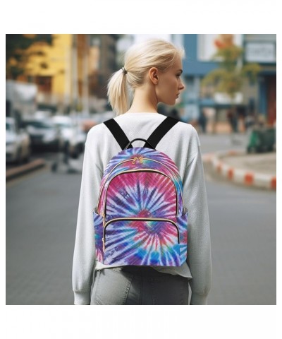 Women Backpack Batik Tie Dye Abstract Rainbow Swirl Durable Travel Backpack Lightweight Handbag Lady Purse Roomy Double Zippe...