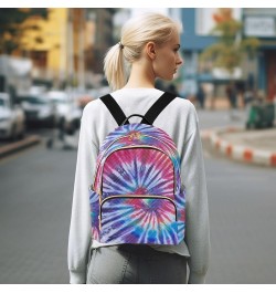 Women Backpack Batik Tie Dye Abstract Rainbow Swirl Durable Travel Backpack Lightweight Handbag Lady Purse Roomy Double Zippe...