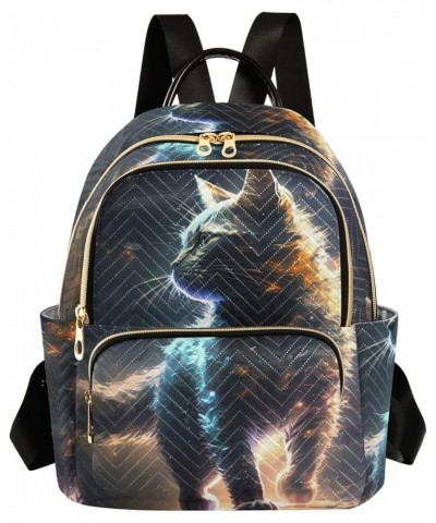 Medium Fashion Backpack for Women Galaxy Cat Print Ladies Travel Daypack Aesthetic Shoulder Bag 11.4×6.1×14.1 IN $14.76 Backp...