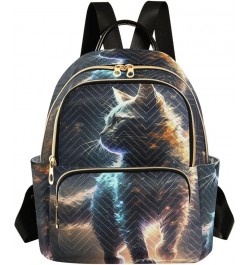 Medium Fashion Backpack for Women Galaxy Cat Print Ladies Travel Daypack Aesthetic Shoulder Bag 11.4×6.1×14.1 IN $14.76 Backp...