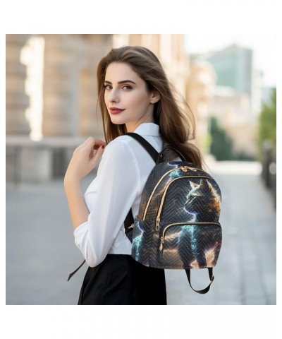 Medium Fashion Backpack for Women Galaxy Cat Print Ladies Travel Daypack Aesthetic Shoulder Bag 11.4×6.1×14.1 IN $14.76 Backp...