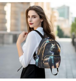 Medium Fashion Backpack for Women Galaxy Cat Print Ladies Travel Daypack Aesthetic Shoulder Bag 11.4×6.1×14.1 IN $14.76 Backp...