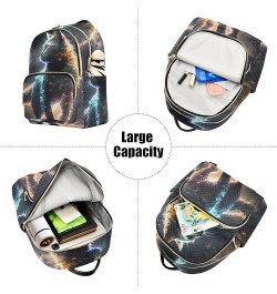 Medium Fashion Backpack for Women Galaxy Cat Print Ladies Travel Daypack Aesthetic Shoulder Bag 11.4×6.1×14.1 IN $14.76 Backp...