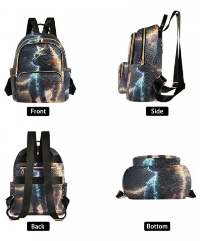 Medium Fashion Backpack for Women Galaxy Cat Print Ladies Travel Daypack Aesthetic Shoulder Bag 11.4×6.1×14.1 IN $14.76 Backp...