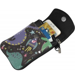 Dinosaurs in Space Planets and Comets Cute Jurassic Reptiles Small Crossbody Bags for Women Cell Phone Purse Shoulder Bag Wal...