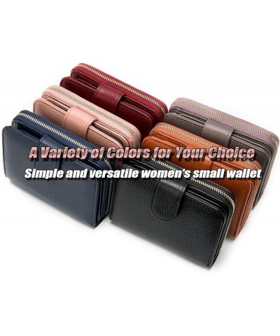 Women's Minimalist Small Genuine Leather Wallet RFID Blocking Accordion Credit Card Case Holder with 12 Card Slots, 3 Windows...