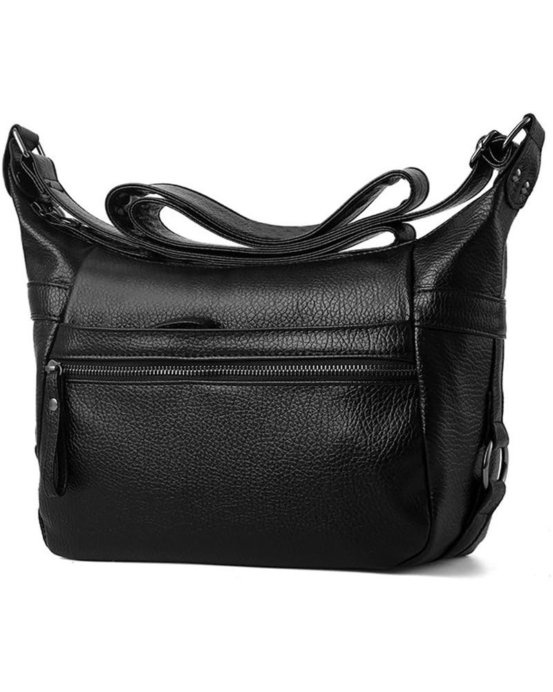 Women Casual Crossbody Small Hobo Shoulder Bag Black PU Leather Travel Purse for Lady Black - Style C $12.95 Hobo Bags