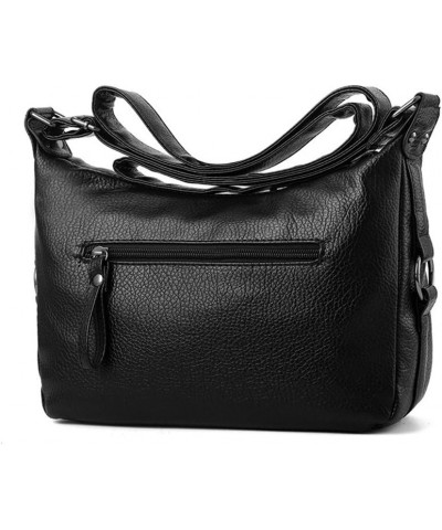 Women Casual Crossbody Small Hobo Shoulder Bag Black PU Leather Travel Purse for Lady Black - Style C $12.95 Hobo Bags