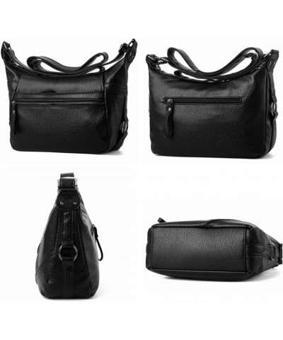 Women Casual Crossbody Small Hobo Shoulder Bag Black PU Leather Travel Purse for Lady Black - Style C $12.95 Hobo Bags