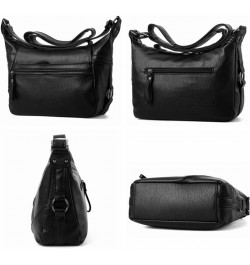 Women Casual Crossbody Small Hobo Shoulder Bag Black PU Leather Travel Purse for Lady Black - Style C $12.95 Hobo Bags