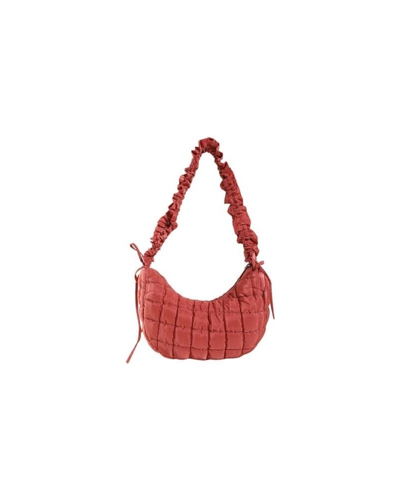 Women Small Puffer Hobo Bag Quilted Crossbody Bag Down Shoulder Bag Casual Handbag Daily Purse Red $10.80 Totes